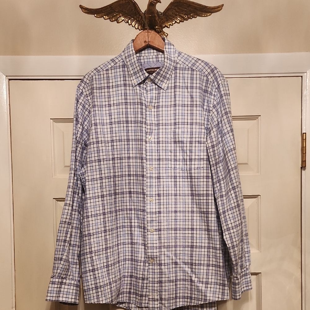 JOHNSON & MURPHY Size L Mens Shirt Cotton Long Sleeve Button Down